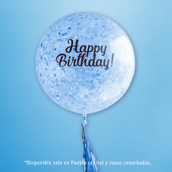 Globo foil redondo feliz cumpleaños azul