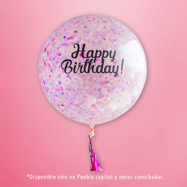 Globos gigante decorado feliz cumpleaños rosa