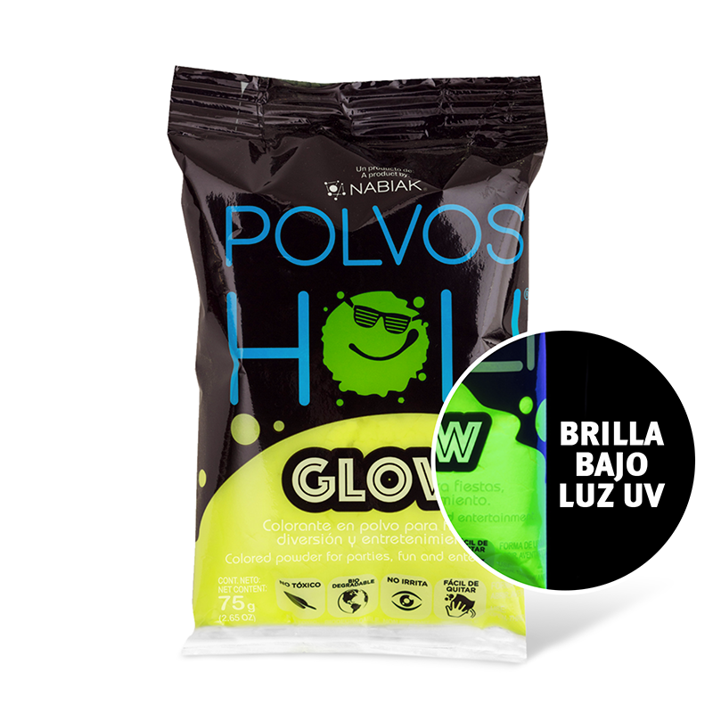 POLVOS HOLI BOLSA75 GRS GLOW AMARILLO FLUORESCENTE PH0273