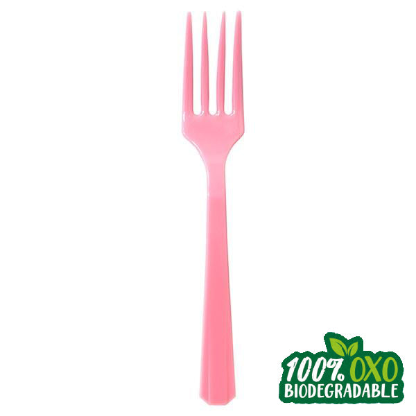 FOCUSLINE Paquete de 300 tenedores desechables de plástico color oro rosa,  tenedores de plástico sólido y duradero, cubiertos desechables resistentes